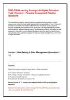 WGU D389 Learning Strategies in Higher Education Task 1 Section 1&colon; Personal Assessment Practice Questions