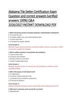 Alabama Tile Setter Certification Exam Questions and Correct Answers &vert; Tile Installation&comma; Flooring Systems & Contractor License Study Guide