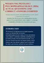 WILKES NSG 552 EXAM 2 PSYCHOPHARMACOLOGY ACTUAL QUESTIONS AND CORRECT ANSWERS &lpar;VERIFIED ANSWERS&rpar; PLUS RATIONALES&vert; INSTANT DOWNLOAD