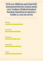 NUR 1211 Midterm Review &lpar;2026&sol;2027&rpar; &vert; Medical-Surgical Nursing Questions & Answers &vert; Grade A &lpar;100&sol;100&rpar;