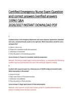 Certified Emergency Nurse &lpar;CEN&rpar; Exam Questions and Correct Answers &vert; Emergency Nursing&comma; Trauma Care&comma; Cardiac Emergencies&comma; Critical Care & BCEN Certification Study Guide