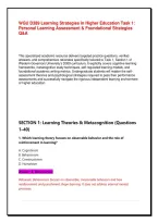 WGU D389 Learning Strategies in Higher Education Task 1&colon; Personal Learning Assessment & Foundational Strategies Q&A