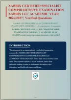 ZABBIX CERTIFIED SPECIALIST COMPREHENSIVE EXAMINATION ZABBIX LLC ACADEMIC YEAR 2026 PLUS RATIONALES&vert; INSTANT DOWNLOAD PDF