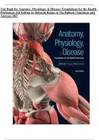 Test Bank for Anatomy&comma; Physiology&comma; & Disease&colon; Foundations for the Health Professions&comma; 3rd Edition by Deborah Roiger & Nia Bullock &vert; Questions & Answers 2027