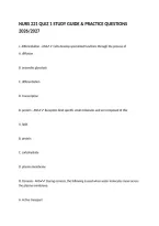 NURS 221 QUIZ 1 STUDY GUIDE & PRACTICE QUESTIONS 2026&sol;2027