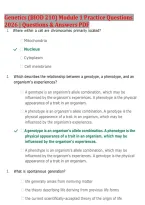 Genetics BIOD 210 Module 1 Practice Questions 2026 &vert; Questions & Answers &vert; Portage Learning Exam Prep