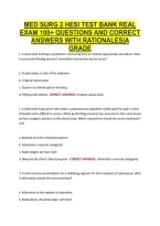 MED SURG 2 HESI TEST BANK REAL &NewLine;EXAM 100&plus; QUESTIONS AND CORRECT &NewLine;ANSWERS WITH RATIONALES&vert;A &NewLine;GRADE 