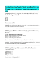 South Carolina Septic Tank Installer License &NewLine;Exam  Practice Questions & Answers With Rationales &mdash; &NewLine;2026