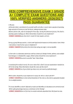 HESI COMPREHENSIVE EXAM 3 GRADE &NewLine;A&plus; COMPLETE EXAM QUESTIONS AND &NewLine;100&percnt; VERIFIED ANSWERS &lpar;2026&sol;2027&rpar; &NewLine;PASS GUARANTEE 