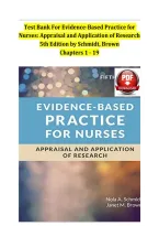 &NewLine;Test Bank For Evidence-Based Practice for Nurses&colon; Appraisal and Application of Research 5th Edition by Schmidt&comma; Brown &NewLine;Chapters 1 - 19