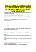HESI A2 - CRITICAL THINKING GRADE &NewLine;A&plus; COMPLETE EXAM QUESTIONS AND &NewLine;100&percnt; VERIFIED ANSWERS &lpar;2026&sol;2027&rpar; &NewLine;PASS GUARANTEE