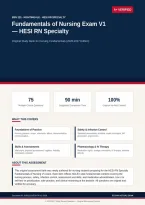  BSN 225 HESI RN Specialty Fundamentals of Nursing Exam V1 2026&sol;2027 &ndash; Questions and Answers &vert; 100&percnt; Verified &vert; Detailed Rationales &ndash; Pass Guaranteed &ndash; A&plus; Graded