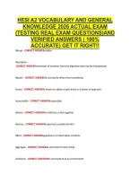 HESI A2 VOCABULARY AND GENERAL &NewLine;KNOWLEDGE 2026 ACTUAL EXAM &NewLine;&lpar;TESTING REAL EXAM QUESTIONS&rpar;AND &NewLine;VERIFIED ANSWERS &lpar; 100&percnt; &NewLine;ACCURATE&rpar; GET IT RIGHT&excl;&excl;