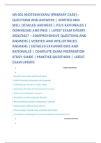 NR 601 MIDTERM EXAM &lpar;PRIMARY CARE&rpar; &ndash; &NewLine;QUESTIONS AND ANSWERS &vert; VERIFIED AND &NewLine;WELL DETAILED ANSWERS &vert; PLUS RATIONALES &vert; &NewLine;DOWNLOAD AND PASS &vert; LATEST EXAM UPDATE &NewLine;2026&sol;2027 &ndash; COMPREHENSIVE QUESTIONS AND &NewLine;ANSWERS &vert; VERIFIED AND WELLDETAILED &NewLine;ANSWERS &vert; DE