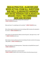 HESI A2 PRACTICE - ELSEVIER 2026 &NewLine;BOOK ACTUAL EXAM ALL QUESTIONS &NewLine;AND WELL ELABORATED ANSWERS &NewLine;TOP RATED VERSION FOR ALREADY A&plus; &NewLine;GRADED HIGHLY RECOMMENDED &NewLine;&vert;NEW AND REVISED 