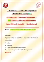 Washington Real Estate Practices Exam &vert; All Questions & Correct Verified Answers &vert; 200 Questions with Detailed Rationales &vert; Latest Edition &vert; Graded A&plus; &vert; Just Released&NewLine;2026