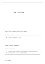 OPRE 3330 EXAM 1 QUESTIONS AND VERIFIED ANSWERS