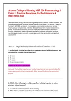 Arizona College of Nursing NUR 354 Pharmacology II Exam 1&colon; Practice Questions&comma; Verified Answers & Rationales&NewLine;
