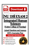 NU 110 Exam 2 &vert;Integrated Human Sciences  &vert; 2026 Update &vert;100&percnt; Correct &ndash; Galen College