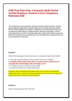 CHW Final Exam Prep&colon; Community Health Worker Verified Questions&comma; Answers & Core Competency Rationales&NewLine;