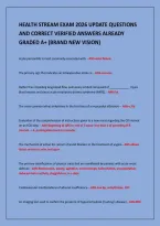 HEALTH STREAM EXAM 2026 UPDATE QUESTIONS&NewLine;AND CORRECT VERIFIED ANSWERS ALREADY&NewLine;GRADED A&plus; &lpar;BRAND NEW VISION&rpar;