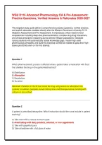 WGU D116 Advanced Pharmacology OA & Pre-Assessment&colon; Practice Questions&comma; Verified Answers & Rationales
