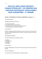 PHYS 261 &lpar;WCU&rpar; EXAM 2026&sol;2027 &vert; HUMAN PHYSIOLOGY &vert; 100 VERIFIED Q&A &vert; DETAILED RATIONALES &vert; PASS GUARANTEED &ndash; A&plus; GRADED