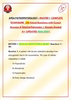 APEA Pathophysiology &vert; Master 1 Complete Exam Bank  Actual Questions with Correct Answers & Detailed Rationales &vert; Already Graded A&plus; &lpar;Updated 2026&sol;2027&rpar;&NewLine;