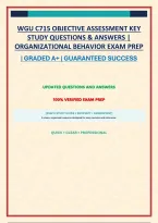 WGU C715 OBJECTIVE ASSESSMENT KEY STUDY QUESTIONS & ANSWERS &vert; ORGANIZATIONAL BEHAVIOR EXAM PREP
