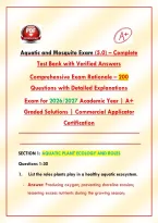 Aquatic and Mosquito Exam &lpar;5&period;0&rpar; &vert; Complete Test Bank with Verified Answers &vert; Comprehensive Exam Rationale &vert; 200 Questions with Detailed Explanations &vert; Exam for 2026&sol;2027 Academic Year &vert; A&plus; Graded Solutions &vert; Commercial Applicator Certification&NewLine;