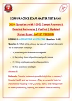 CCIFP Practice Exam Master Test Bank &vert; 200&plus; Questions with 100&percnt; Correct Answers & Detailed Rationales &vert; Verified &vert; Updated &lpar;Actual Exam&rpar; &vert; Latest Version 22&NewLine;
