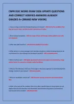 CNPR DOC WORD EXAM 2026 UPDATE QUESTIONS&NewLine;AND CORRECT VERIFIED ANSWERS ALREADY&NewLine;GRADED A&plus; &lpar;BRAND NEW VISION&rpar;