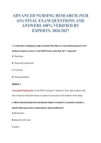 ADVANCED NURSING RESEARCH &lpar;NUR&NewLine;631&rpar; FINAL EXAM QUESTIONS AND&NewLine;ANSWERS 100&percnt; VERIFIED BY&NewLine;EXPERTS&period; 2026&sol;2027