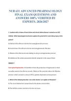 NUR 631 ADVANCED PHARMACOLOGY&NewLine;FINAL EXAM QUESTIONS AND&NewLine;ANSWERS 100&percnt; VERIFIED BY&NewLine;EXPERTS&period; 2026&sol;2027