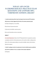 NUR 631 ADVANCED&NewLine;PATHOPHYSIOLOGY PRACTICE EXAM&NewLine;QUESTIONS AND ANSWERS 100&percnt;&NewLine;VERIFIED BY EXPERTS&period; 2026&sol;2027