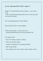 NUR 304 Final Exam Study Guide Chapter 15 2026 &vert; Nursing Exam Prep & Review