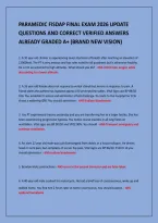PARAMEDIC FISDAP FINAL EXAM 2026 UPDATE&NewLine;QUESTIONS AND CORRECT VERIFIED ANSWERS&NewLine;ALREADY GRADED A&plus; &lpar;BRAND NEW VISION&rpar;