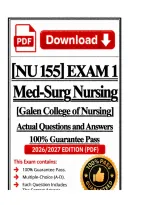NU 155 Exam 1 &vert; Med-Surg Nursing &vert;2026 Update &vert;100&percnt; Correct &ndash; Galen College