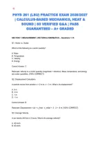 PHYS 261 &lpar;LSU&rpar; PRACTICE EXAM 2026&sol;2027 &vert; CALCULUS-BASED MECHANICS&comma; HEAT & SOUND &vert; 80 VERIFIED Q&A &vert; DETAILED RATIONALES &vert; PASS GUARANTEED &ndash; A&plus; GRADED