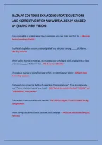 HAZMAT CDL TEXES EXAM 2026 UPDATE QUESTIONS&NewLine;AND CORRECT VERIFIED ANSWERS ALREADY GRADED&NewLine;A&plus; &lpar;BRAND NEW VISION&rpar;