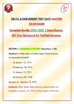 Delta Achievement Test &lpar;DAT&rpar; Master Exam Bank &vert; Complete Bundle 2025&ndash;2027 &vert; Latest Exams&comma; SSY Test&comma; Quizzes & A&plus; Verified Answers  &vert; A&plus; Guide&NewLine;