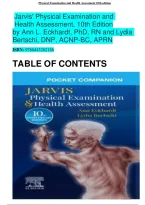 Test Bank For Jarvis' Physical Examination and Health Assessment 10th Edition By Ann L&period; Eckhardt & Lydia Bertschi &vert; Chapters 1-32 Complete &vert; ISBN 9780443282126