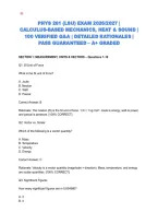 PHYS 261 &lpar;LSU&rpar; EXAM 2026&sol;2027 &vert; CALCULUS-BASED MECHANICS&comma; HEAT & SOUND &vert; 100 VERIFIED Q&A &vert; DETAILED RATIONALES &vert; PASS GUARANTEED &ndash; A&plus; GRADED
