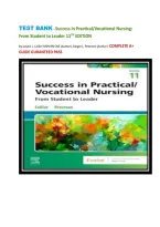 TEST BANK - Success in Practical&sol;Vocational Nursing&colon; From Student to Leader 11TH EDITION &NewLine;by Janyce L&period; Collier MSN RN CNE &lpar;Author&rpar;&comma; Ginger L&period; Peterson &lpar;Author&rpar;- COMPLETE A&plus; GUIDE GURANTEED PASS&NewLine;