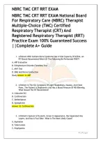 NBRC TMC CRT RRT EXAM National Board For Respiratory Care &lpar;NBRC&rpar; Therapist&NewLine;Multiple-Choice &lpar;TMC&rpar; Certified Respiratory Therapist &lpar;CRT&rpar; And&NewLine;Registered Respiratory Therapist &lpar;RRT&rpar; Practice Exam 100&percnt; Guaranteed Success&NewLine;&vert;&vert;Complete A&plus; Guide&NewLine;