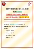 Delta Achievement Test Quiz Newest Test 2026&sol;27 Questions and Correct Answers &vert; Already Graded A&plus; &vert; Latest Edition&NewLine;