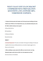 WEST COAST EMT EXAM BUNDLE QUESTIONS WITH VERIFIED ANSWERS