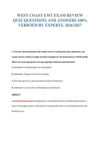 WEST COAST EMT EXAM REVIEW&NewLine;QUIZ QUESTIONS AND ANSWERS 100&percnt;&NewLine;VERIFIED BY EXPERTS&period; 2026&sol;2027