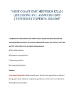 WEST COAST EMT MIDTERM EXAM&NewLine;QUESTIONS AND ANSWERS 100&percnt;&NewLine;VERIFIED BY EXPERTS&period; 2026&sol;2027