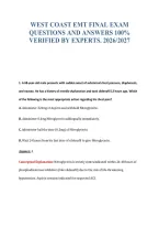WEST COAST EMT FINAL EXAM&NewLine;QUESTIONS AND ANSWERS 100&percnt;&NewLine;VERIFIED BY EXPERTS&period; 2026&sol;2027